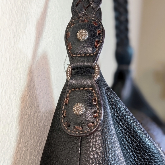 Brighton Black Buckle Shoulder Bag with Braided Strap - Picture 8 of 13